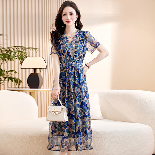 碎花连衣裙气质修身显瘦洋气别致年轻妈妈长裙CLYZ23111-1 商品图4