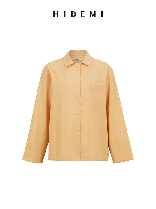 HIDEMI 阳光黄日本混纺古巴领亚麻衬衫 商品图6