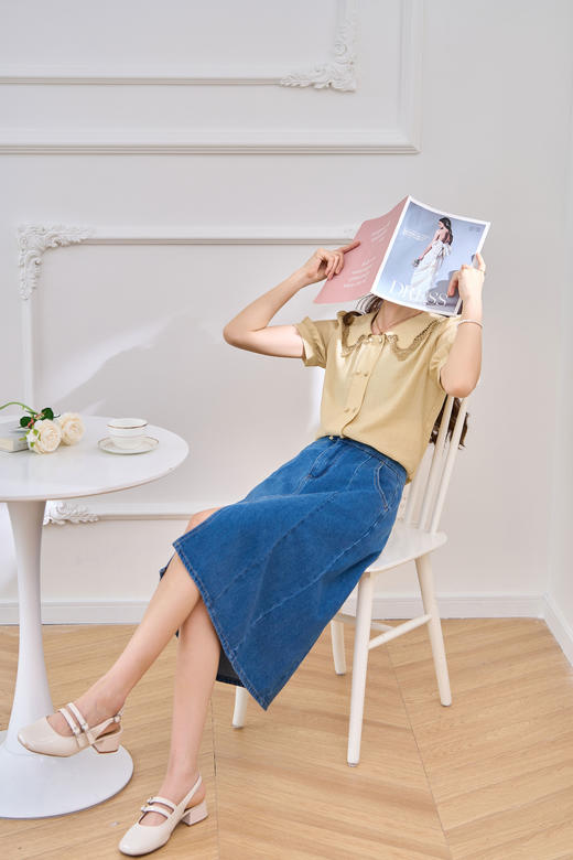 【129选3件，不支持退换】熙世界开叉牛仔半身裙女2024春秋新款遮肉显瘦A字包臀裙中长裙子 商品图1