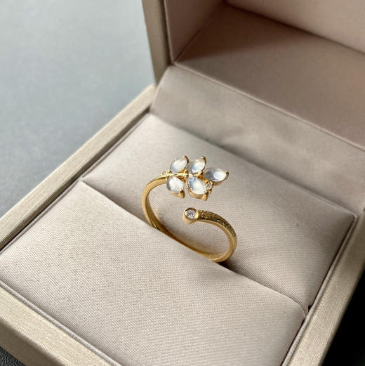 玻璃种翡翠小花戒指18k黄金钻石镶嵌 商品图5