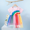 贝贝怡女童彩虹短袖连衣裙女宝宝夏季不规则网纱裙学院风蓬蓬裙 商品缩略图9