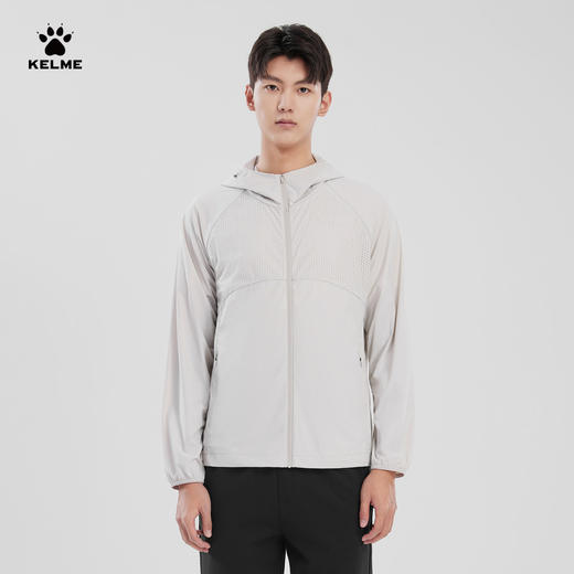 KELME卡尔美梭织皮肤衣男夏季碎瓷艺术巴塞罗那轻薄透气弹凉开衫连帽外套 商品图1