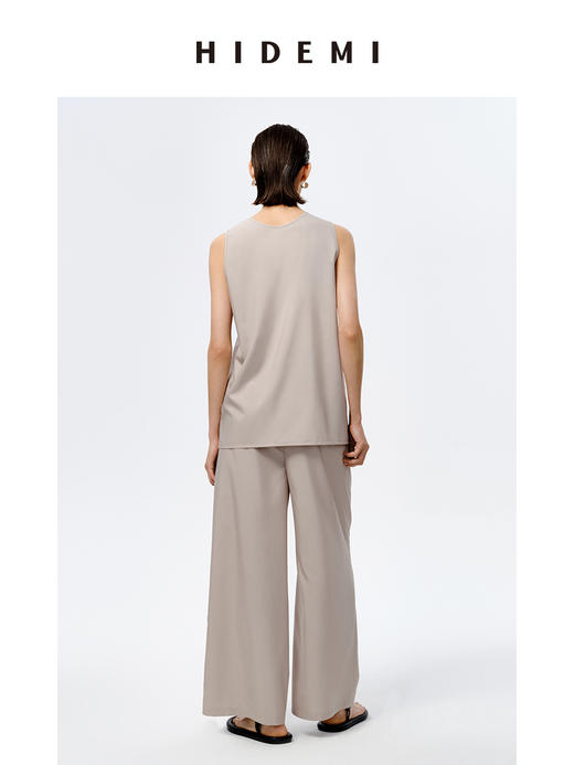 HIDEMI海鸥灰极简不对称清爽背心套装 背心/云朵长裤 商品图8
