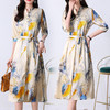 夏季新款，中长款短袖水墨印花收腰裙连衣裙HRYZ7830-1 商品缩略图1