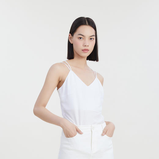 谜底纯色深V领吊带女2023夏季新款气质修身百搭内搭上衣232MN0708 商品图1