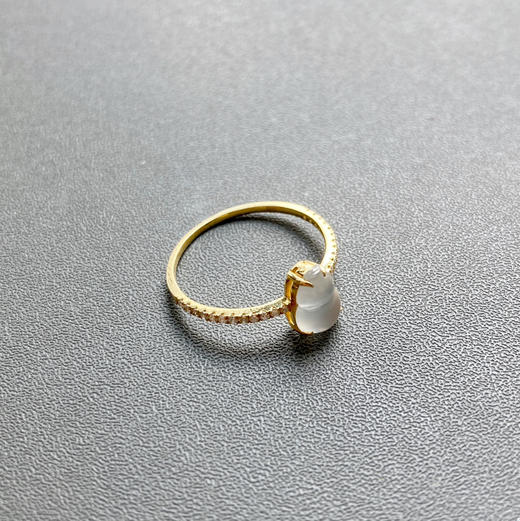 高冰种翡翠葫芦戒指18k黄金钻石镶嵌 商品图8