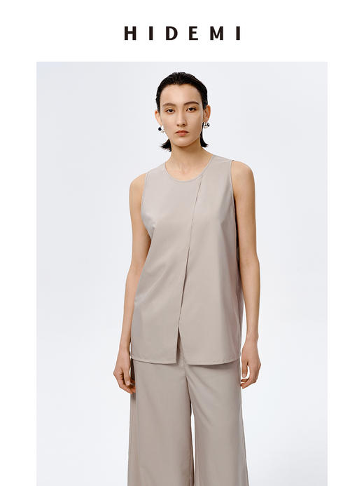 HIDEMI海鸥灰极简不对称清爽背心套装 背心/云朵长裤 商品图6