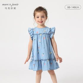 马克珍妮夏装新款 女童花边袖纯棉牛仔裙连衣裙230792