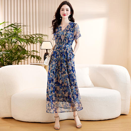 碎花连衣裙气质修身显瘦洋气别致年轻妈妈长裙CLYZ23111-1 商品图8