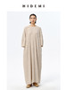 HIDEMI 艺术肌理感燕麦亚麻大廓形系带慵懒连衣裙 商品缩略图0