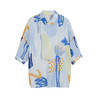谜底复古抽象印花大廓形衬衫短袖女2023夏新款棉麻衬衣232MC0585 商品缩略图4