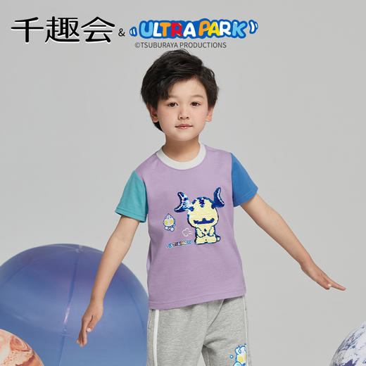 千趣会童装夏奥特曼男女童亮片工艺棉质短袖T恤 商品图1