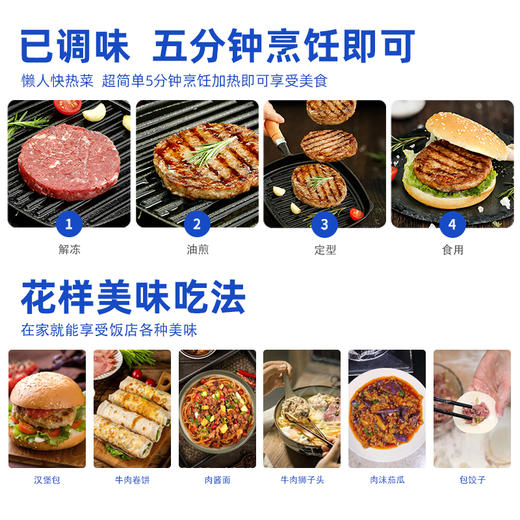 喜盼｜澳洲和牛牛肉饼M9+原切谷饲安格斯0添加馅饼喜盼安格斯牛肉饼黑胡椒80克*8块 商品图6