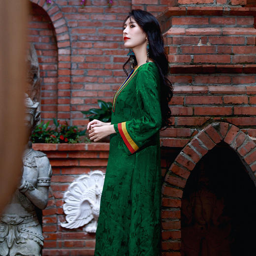 绿野踪灵撞色连衣裙 | 中式优雅 |现货加急发 商品图2