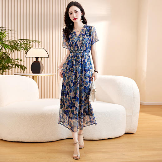 碎花连衣裙气质修身显瘦洋气别致年轻妈妈长裙CLYZ23111-1 商品图7