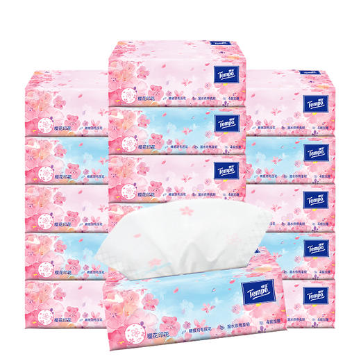 得宝（Tempo） 软抽纸巾樱花香味4层90抽16包整箱装纸巾（新旧款随机发） 商品图2