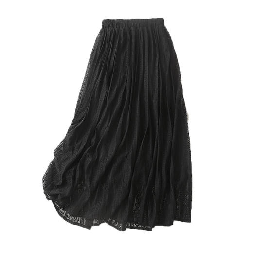 NYL-9729 蕾丝半身裙女2023春秋新款时尚洋气高腰拼接小个子减龄百褶中长裙 商品图4