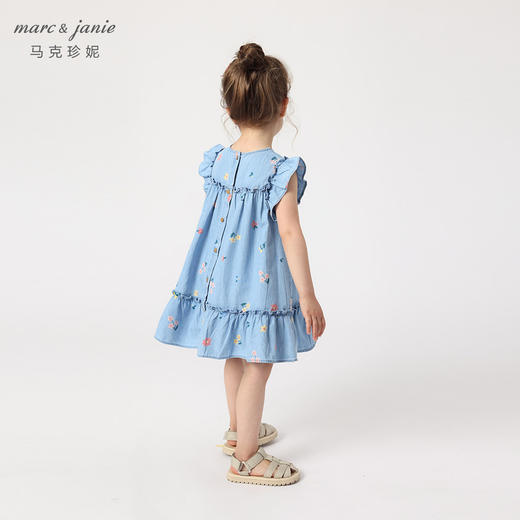 马克珍妮夏装新款 女童花边袖纯棉牛仔裙连衣裙230792 商品图1
