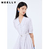 NEELLY纳俪条纹连衣服女中长款短袖收腰系带A字裙时尚百搭夏季N21072Y01056 商品缩略图2