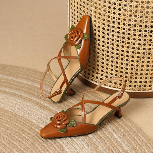 粗跟尖头凉鞋，时尚包头后空中跟女鞋BY-H9019 商品图2