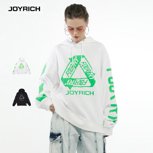 JOYRICH官方 潮牌 潮流合伙人fourtry联名同款反光连帽印花卫衣 商品图0