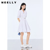 NEELLY纳俪条纹连衣服女中长款短袖收腰系带A字裙时尚百搭夏季N21072Y01056 商品缩略图0