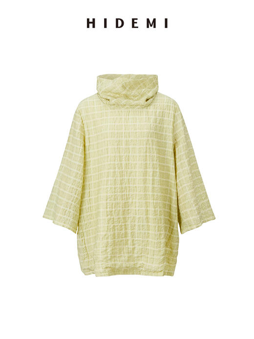 HIDEMI堆堆领色织格纹大廓形超薄清透茧型套装 商品图10