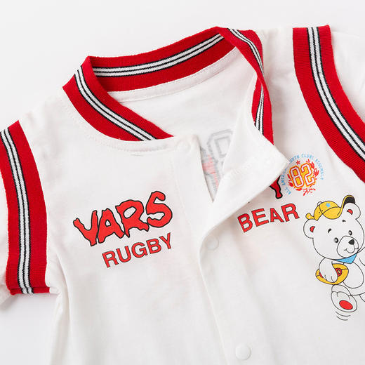 贝贝怡假两件撞色拼接前开连体衣婴儿运动风纯棉哈衣夏季短袖爬服232L2042
 商品图8