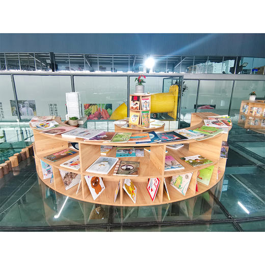 两层软包半圆绘本架幼儿园绘本馆阅读区儿童半圆毛毛虫中岛绘本架 商品图4