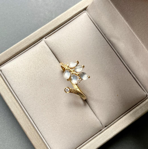玻璃种翡翠小花戒指18k黄金钻石镶嵌 商品图0
