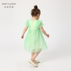 马克珍妮夏装新款裙子 女童绿格网纱拼接短袖连衣裙230982 商品缩略图1