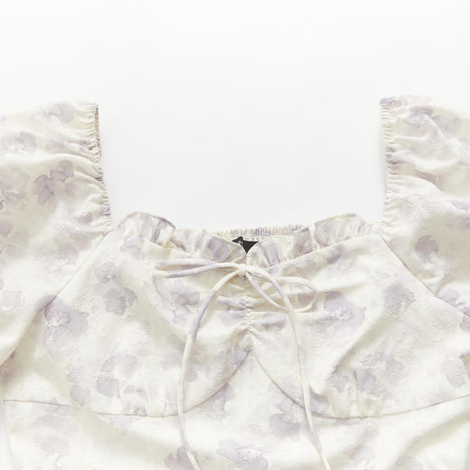 甜美纯欲显瘦方领碎花连衣裙女新款夏季荷叶边开叉仙女裙V1231341 商品图5