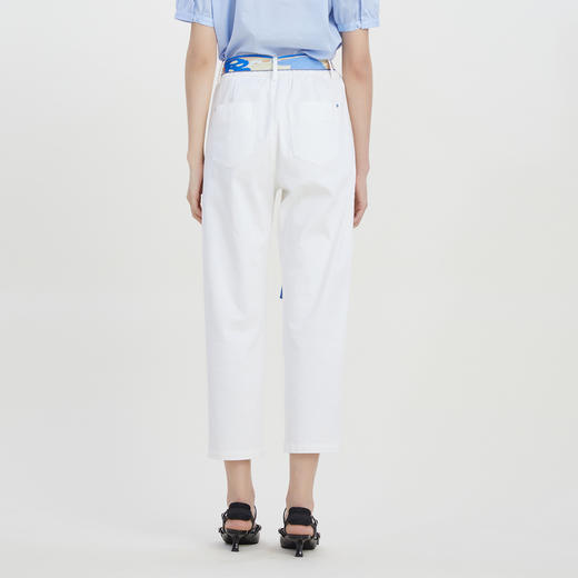 谜底纯色休闲直筒九分裤女2023夏款通勤风萝卜裤配腰带232MK0527 商品图2