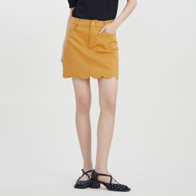 谜底时尚包臀裙2023夏新款纯色修身短款波浪裙边半身裙232MB0692