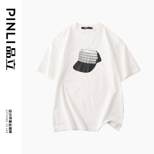 PINLI品立春季新款男士体恤印花圆领短袖T恤上衣BG231111036 商品图5