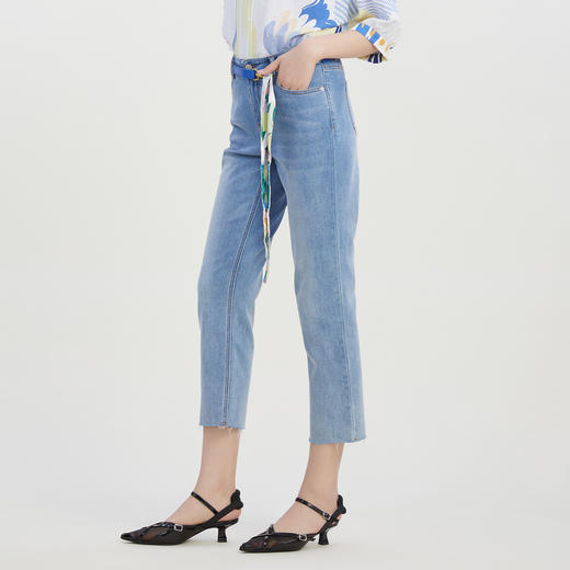 谜底百搭休闲直筒牛仔裤女2023夏季新款复古舒适九分裤232MK0553 商品图1