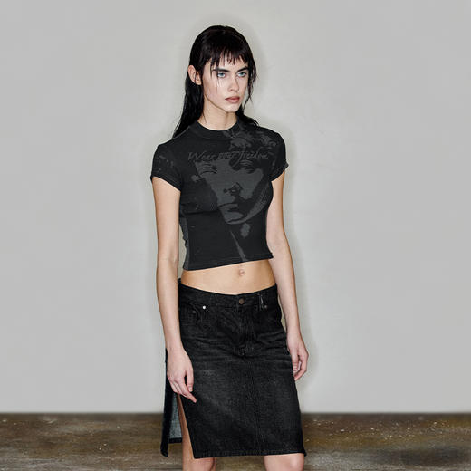 NUTH“凝视”｜复古印花T恤夏季修身短款辣妹上衣女 商品图1