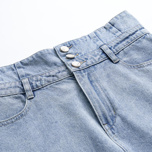 谜底高腰A字型牛仔半身裙2023夏季新款复古修身散边磨破232MB0548 商品图3