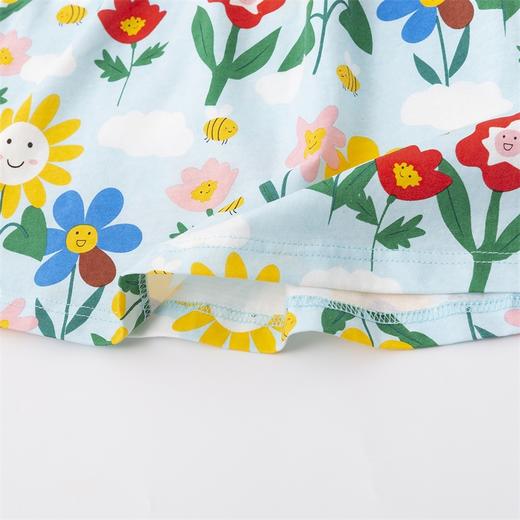 贝贝怡夏季新品女童短袖连衣裙花朵纯棉公主裙女宝宝可爱印花裙子 商品图8