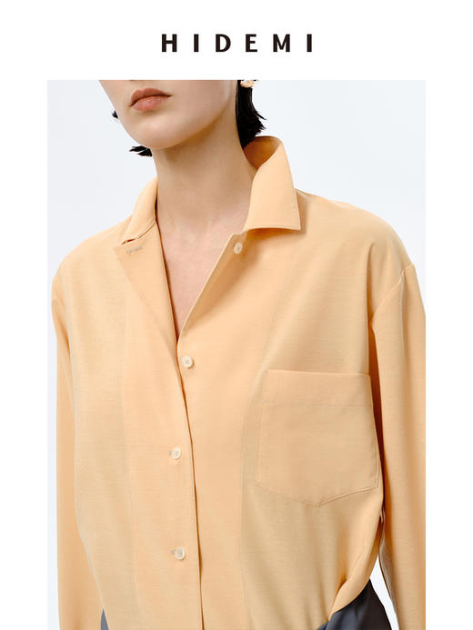 HIDEMI 阳光黄日本混纺古巴领亚麻衬衫 商品图2