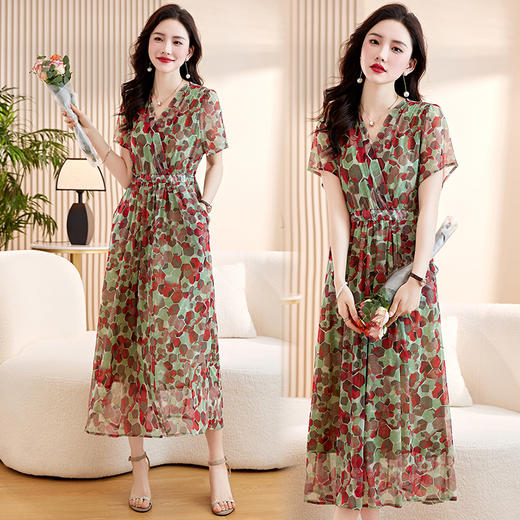 碎花连衣裙气质修身显瘦洋气别致年轻妈妈长裙CLYZ23111-1 商品图2