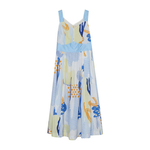 谜底复古花色吊带连衣裙2023夏季新款气质收腰棉麻长裙232ML0584 商品图4