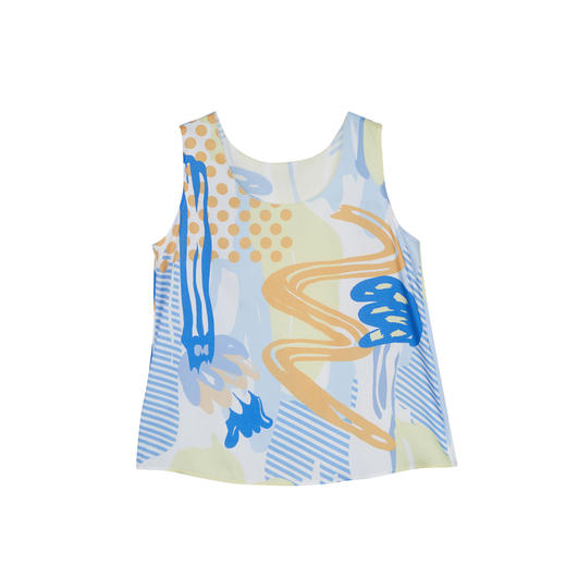 谜底复古花色背心女2023夏新款手绘感合体内搭上衣无袖232MN0691 商品图4