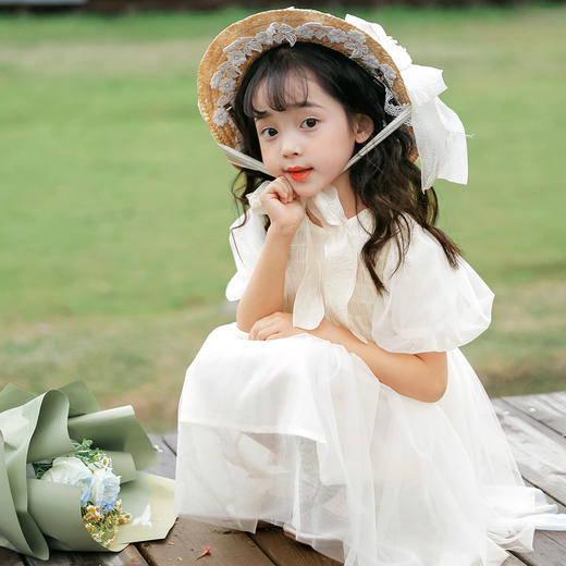 贝贝怡童装女童夏季短袖连衣裙小女孩白色网纱裙中小童仙女裙洋气 商品图2