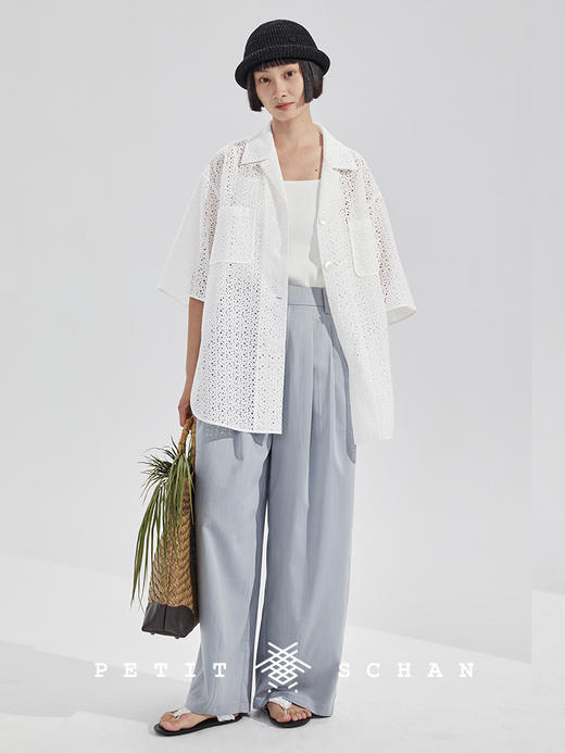 PETIT SCHAN小闪 CLO#268 Waves And Wind 海浪与海风 日本进口天丝混纺半松紧腰垂感阔腿裤 商品图1