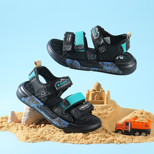 B.Duck小黄鸭童鞋儿童夏季新款男童凉鞋软底防滑潮鞋子 B2483020 商品图4