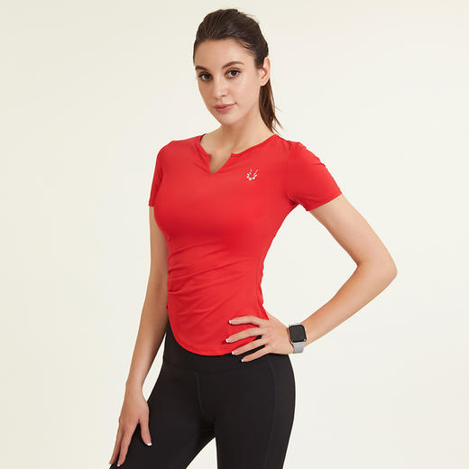 【爆款】小v领短袖夏季网红跑步性感紧身专业训练健身服女 商品图1