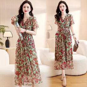 碎花连衣裙气质修身显瘦洋气别致年轻妈妈长裙CLYZ23111-1