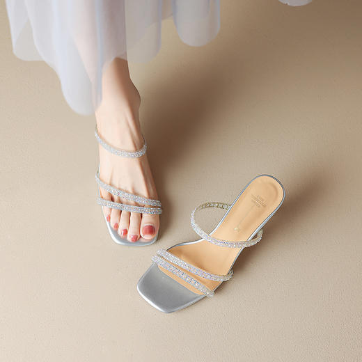 清凉舒适，夏季新款高跟细跟凉拖鞋HCY-3534 商品图5