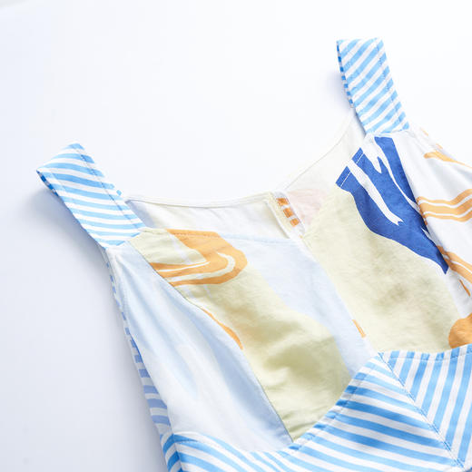 谜底复古花色吊带连衣裙2023夏季新款气质收腰棉麻长裙232ML0584 商品图3